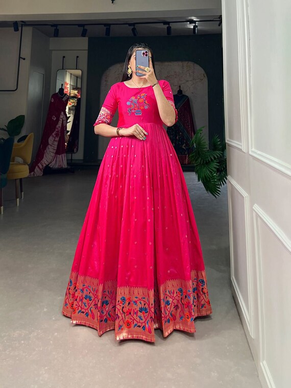 Buy Red Net Embroidered Ethnic Gowns For Women Online In India At  Discounted Prices
