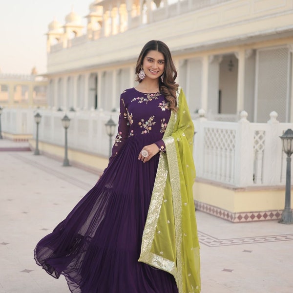 Beautiful Indian handmade anarkali full length designer kurti,top trend gown,fancy gown, flair gown,trading gown,new designer gown free ship