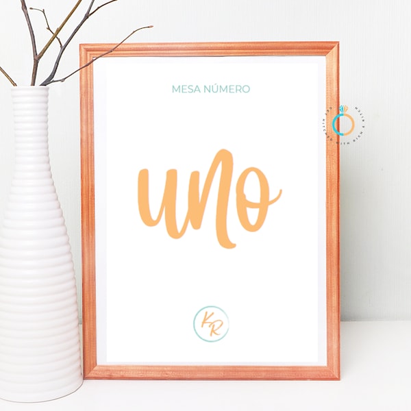 Mexico Destination Wedding Table Numbers | Customizable Canva Template | 5x7 Vertical | Spanish Table # | Printable Download