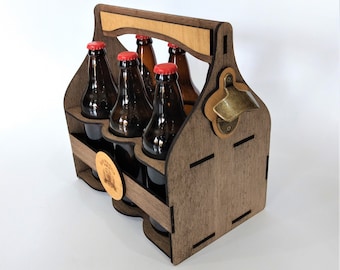 Wooden 6 Bottle Caddy, Lasercut CNC File (Digital File)
