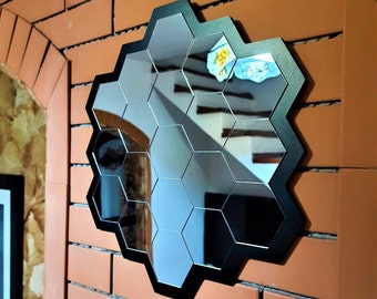 Hexagonal mirror wall decor