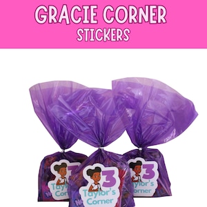 Custom Stickers / Goodie Bag Stickers/ Gracie Birthday Party / Birthday Stickers / Gracie Custom Party Favors / Gift Bag Labels