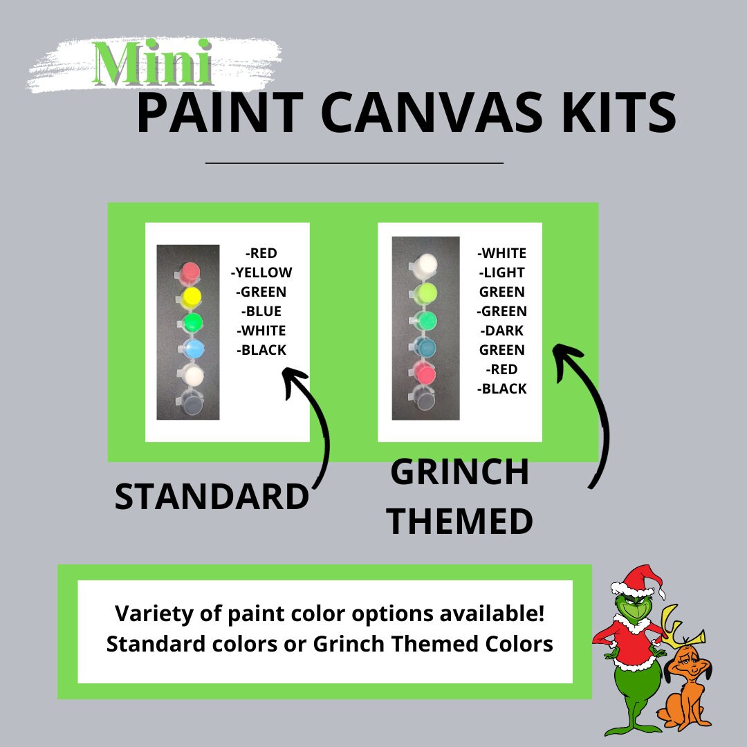 Grinchmas Mini Paint Kit / Christmas Paint Party / Mini Paint Kits /  Children's Christmas Paint Party Favors / Bulk Paint Party Kits 