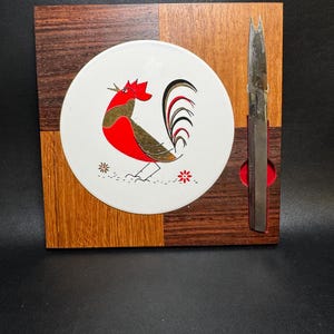 Vintage MCM Rooster Cheese Tray