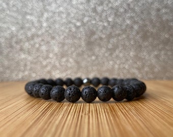 Lava Stone Crystal Bracelet - Volcanic Rock Essential Oil Bracelet (6MM)