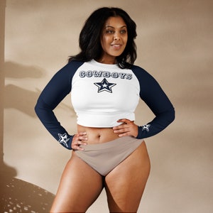 Dallas Recycled long-sleeve crop top for women, Specialized Gift for Sports Fans, Blue and White Tube Top