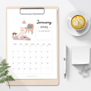 2025 Calendar Printable | US Letter | Sun & Mon Start | 2025 Calendar | Monthly Calendar | Wall Calendar | Desk Calendar | Dog Print |
