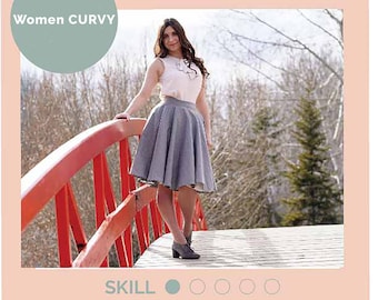 Ava Circle Skirt CURVY size Digital Sewing Pattern - Women's Missy & Curvy Plus Sizes - Vintage inspired sewing pattern - full circle skirt