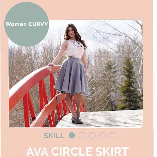 Ava Circle Skirt CURVY size Digital Sewing Pattern - Women's Missy & Curvy Plus Sizes - Vintage inspired sewing pattern - full circle skirt