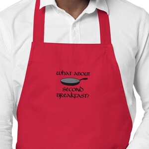 What About Second Breakfast Premium Organic Embroidered Apron, Gift for Readers