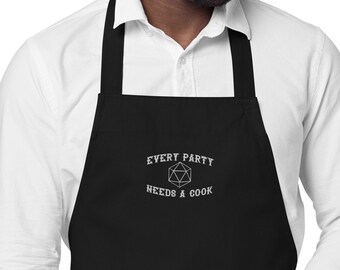 Embroidered Organic Cotton Apron, Every Party Needs a Cook