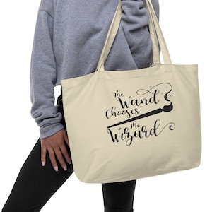 The Wand Chooses the Wizard Paintbrush Large organic tote bag