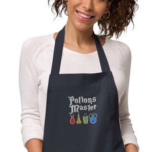 Potions Master Premium Organic Cotton Apron Gift for Bartenders, Scientists, Bakers, Chefs