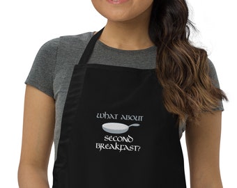 What About Second Breakfast Embroidered Apron, Gift for Readers