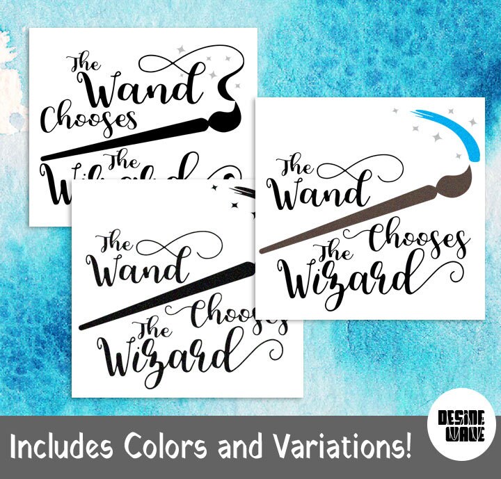 Digital Download - the Wand Chooses the Wizard Paintbrush SVG DXF EPS ...