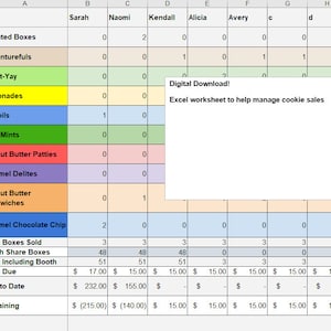 Digital Download Cookie Order Worksheet