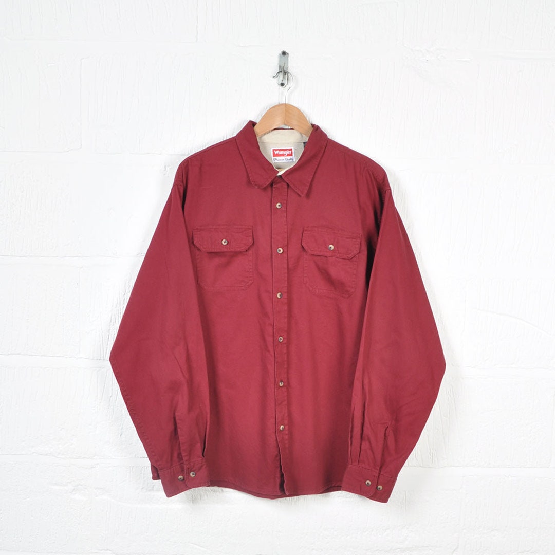 Vintage Wrangler Shirt 90s Long Sleeve Burgundy XL - Etsy