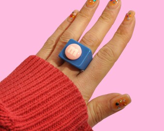 M & M Chunky Statement Ring Blue