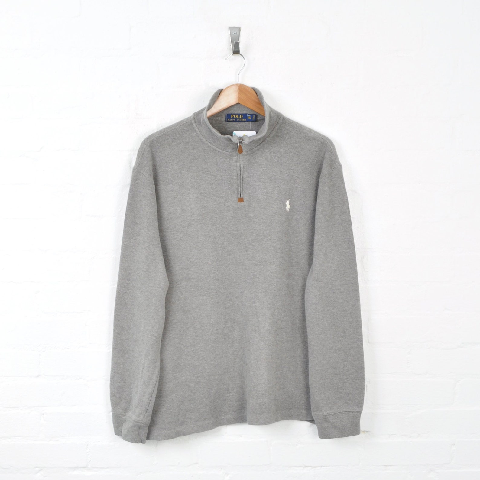 Vintage Ralph Lauren 1/4 Zip Sweater Grey XL | Etsy