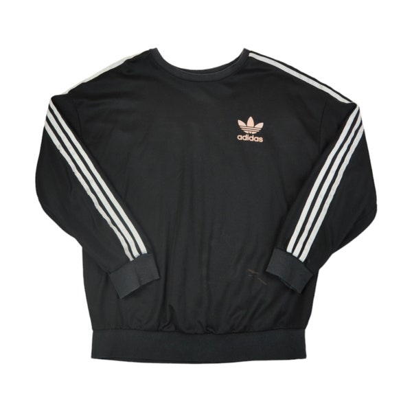 Vintage Adidas Crew Neck Sweatshirt Black Ladies Medium