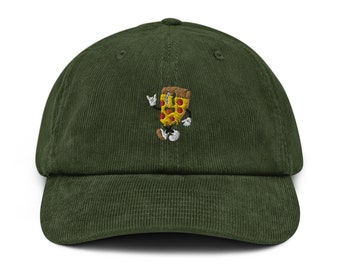 Corduroy Cap Pizza Face Green One Size