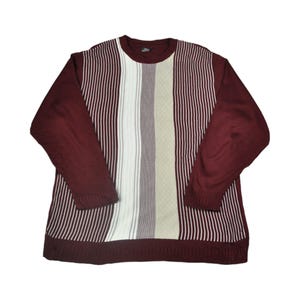 Vintage Crew Neck Sweater | Red Patterned Knitwear | Large | Unique Vintage Fashion | Cozy 90s Style | Retro Knitwear Essential