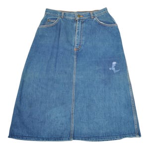 Vintage Denim Midi Skirt Blue Ladies Size 12