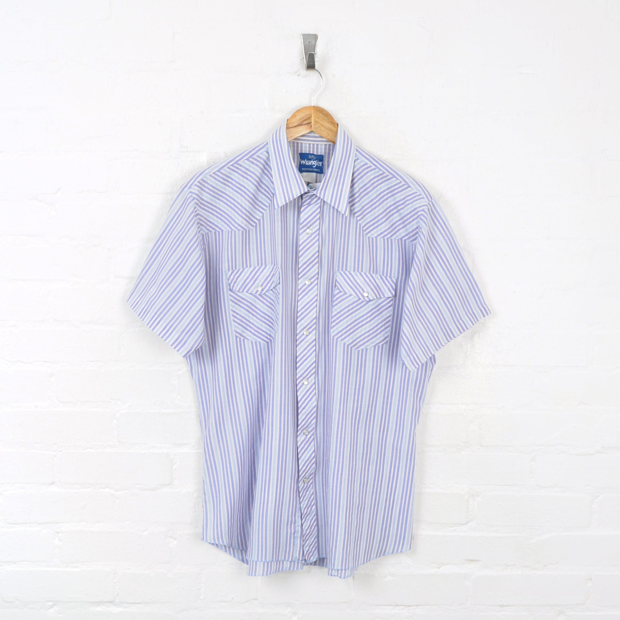 Vintage Wrangler Shirt Blue Large 