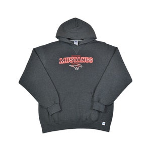 Vintage Edgewood Mustangs Football Hoodie Sweatshirt Grey Large