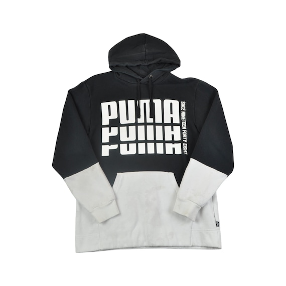 Vintage Puma Hoodie Sweatshirt Black white Small Etsy UK