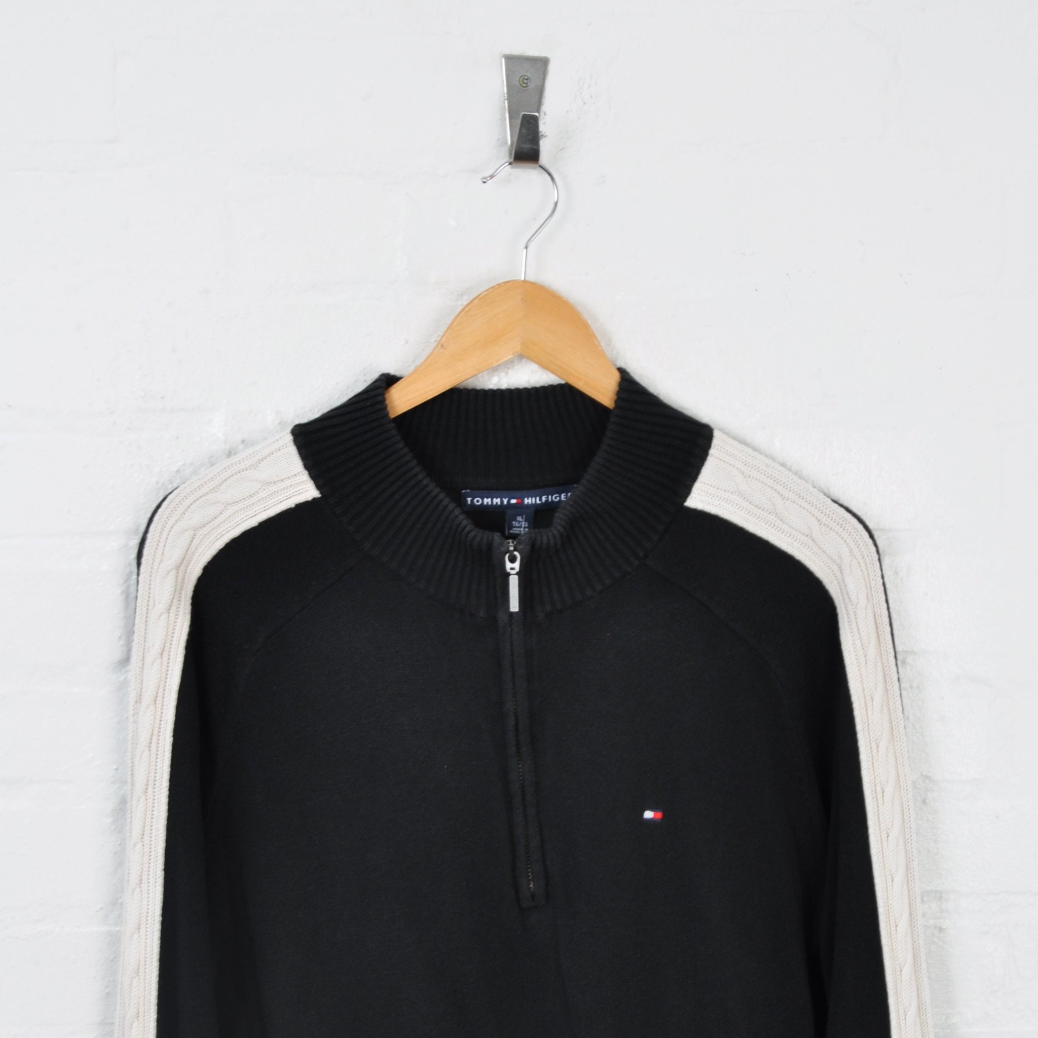 Tommy Hilfiger 1/4 Zip Sweater Black XL | Etsy