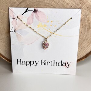 Pink cubic zirconia flower pendant necklace, Dainty pink flower, 18k gold plated, Gift for her, Birthday, Bridesmaids, Anniversary, Simple