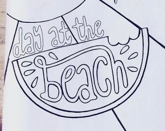 Coloring Book For A Day At The Beach