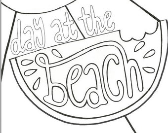 A Coloring Book For A Day At The Beach DIGITAL PDF DOWNLOAD