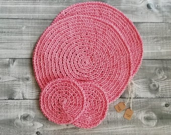 Round Pink Placemats Etsy