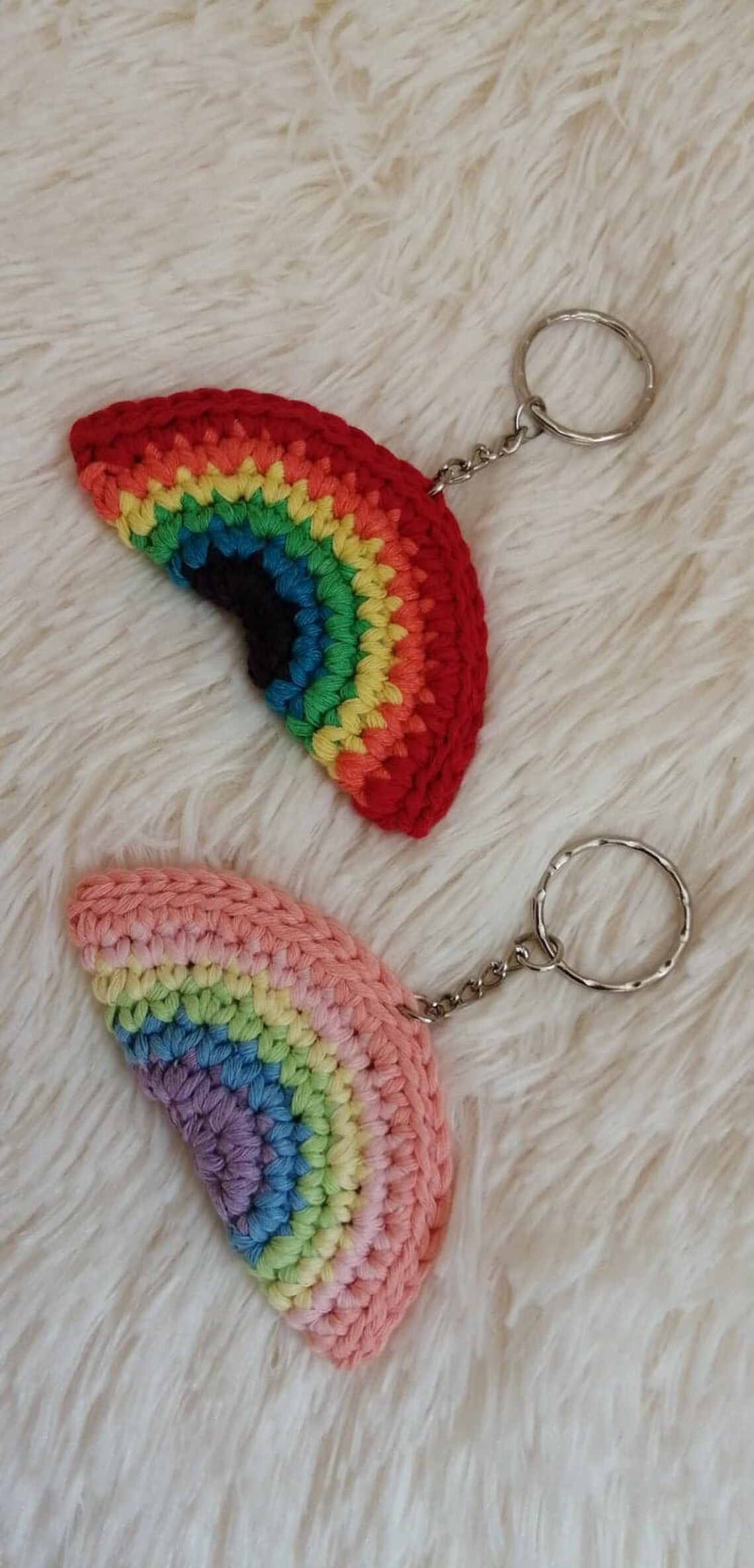 Crochet Mini Rainbow keyring handmade crochet rainbow Etsy