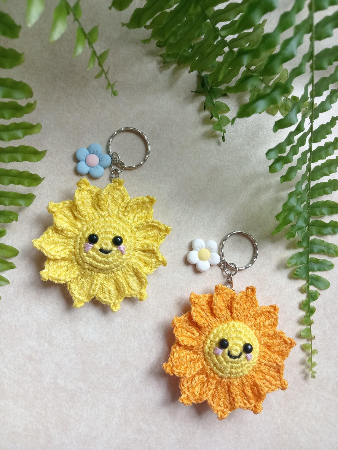 Sun Keyring/bag Charm, Crochet Sun, Amigurumi Sun, Sunshine Keyring ...