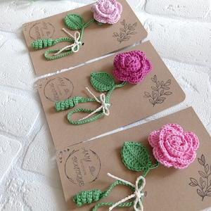 Rosa Lesezeichen häkeln/ Altrosa Rose Lesezeichen/ Geschenk für den Lehrer/ Geschenk für jeden Anlass/ TA Geschenk/ Geschenk zum Jahresende häkeln/ Perfektes Geschenk für Buchliebhaber