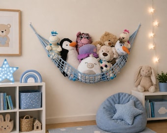 Toy hammock, soft toy storage, toy organizer, nursery decor, bedroom decor, kids toy storage, teddy hammock, campervan gifts, 4 size toy net