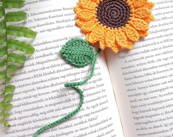 Crochet Sunflower Bookmark, Handmade Cotton Yarn, Teacher Gift