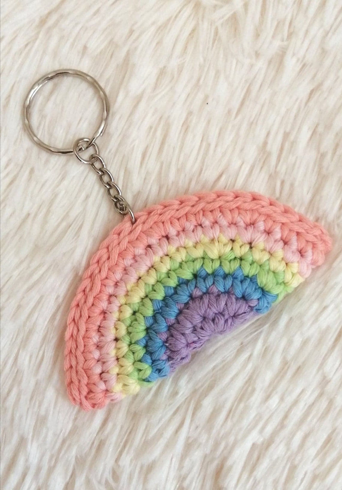 Crochet Mini Rainbow Keyring Handmade Crochet Rainbow Etsy