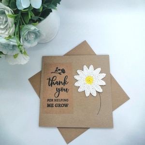 Carte d'enseignant Daisy, Merci de m'avoir aidé à grandir, carte d'enseignant, cadeau d'assistant d'enseignant, carte de voeux de remerciement, carte d'appréciation de l'enseignant
