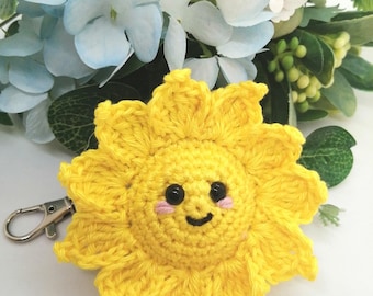 Llavero de sol/encanto de bolso, Sol de ganchillo, Sol Amigurumi, Llavero de sol, Llavero de sol de ganchillo, Regalo para ella, llavero, Accesorios de bolso