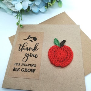 Cadeau de remerciement pour l'enseignant Apple, carte de remerciement pour la crèche, cadeau d'assistant enseignant, merci de m'avoir aidé à grandir, carte d'appréciation de l'enseignant Apple
