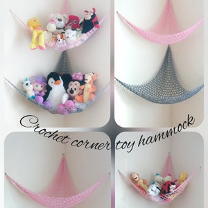 Toy hammock Nursery Storage Kids Room Wall Decor Cute Crochet Corner Toy Storage Wall Hammock Stuffed Toy Net Toy Wall Hanging Teddy Hammock