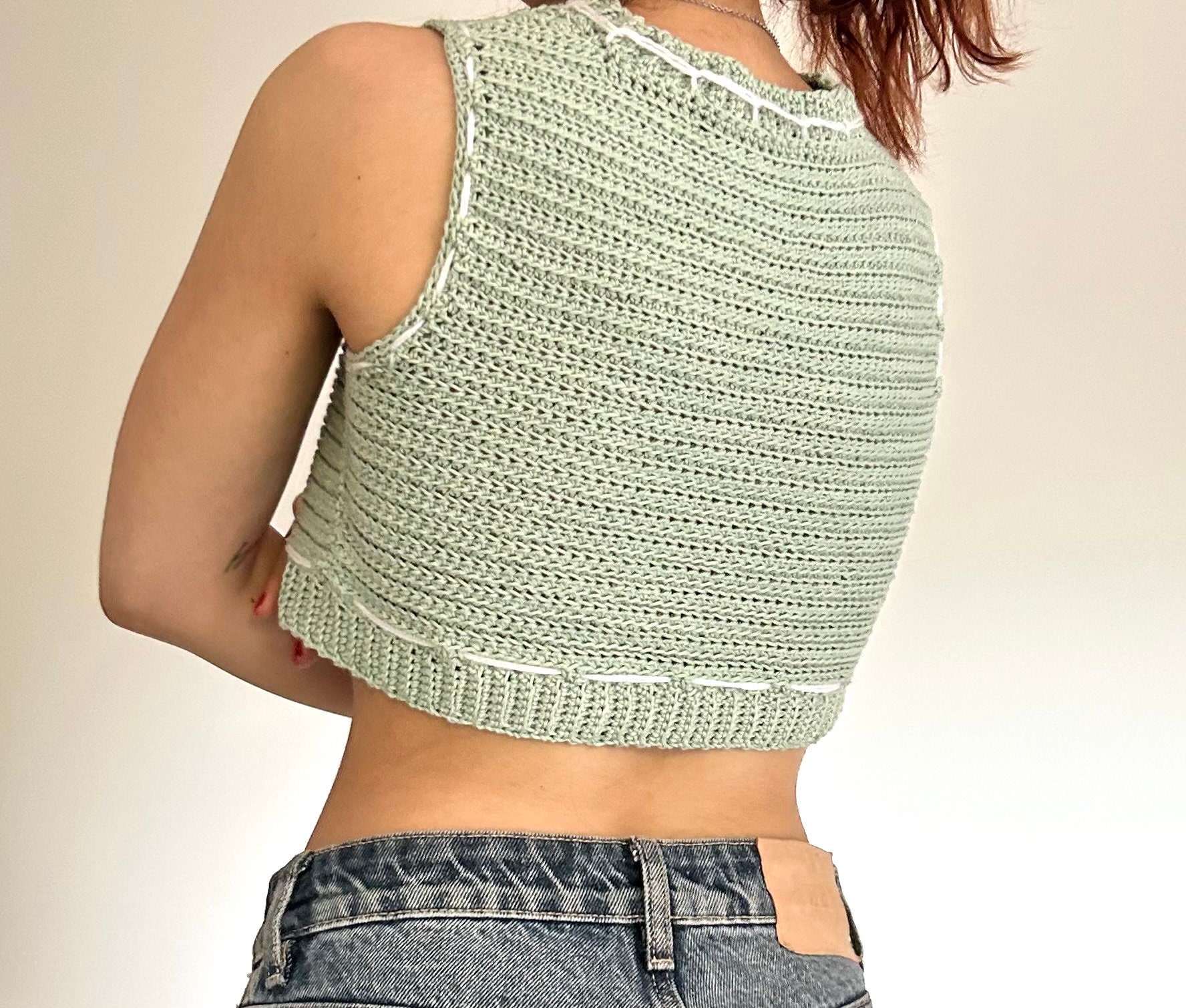 Crochet Buttoned Vest Top (Room 34 By Dex)