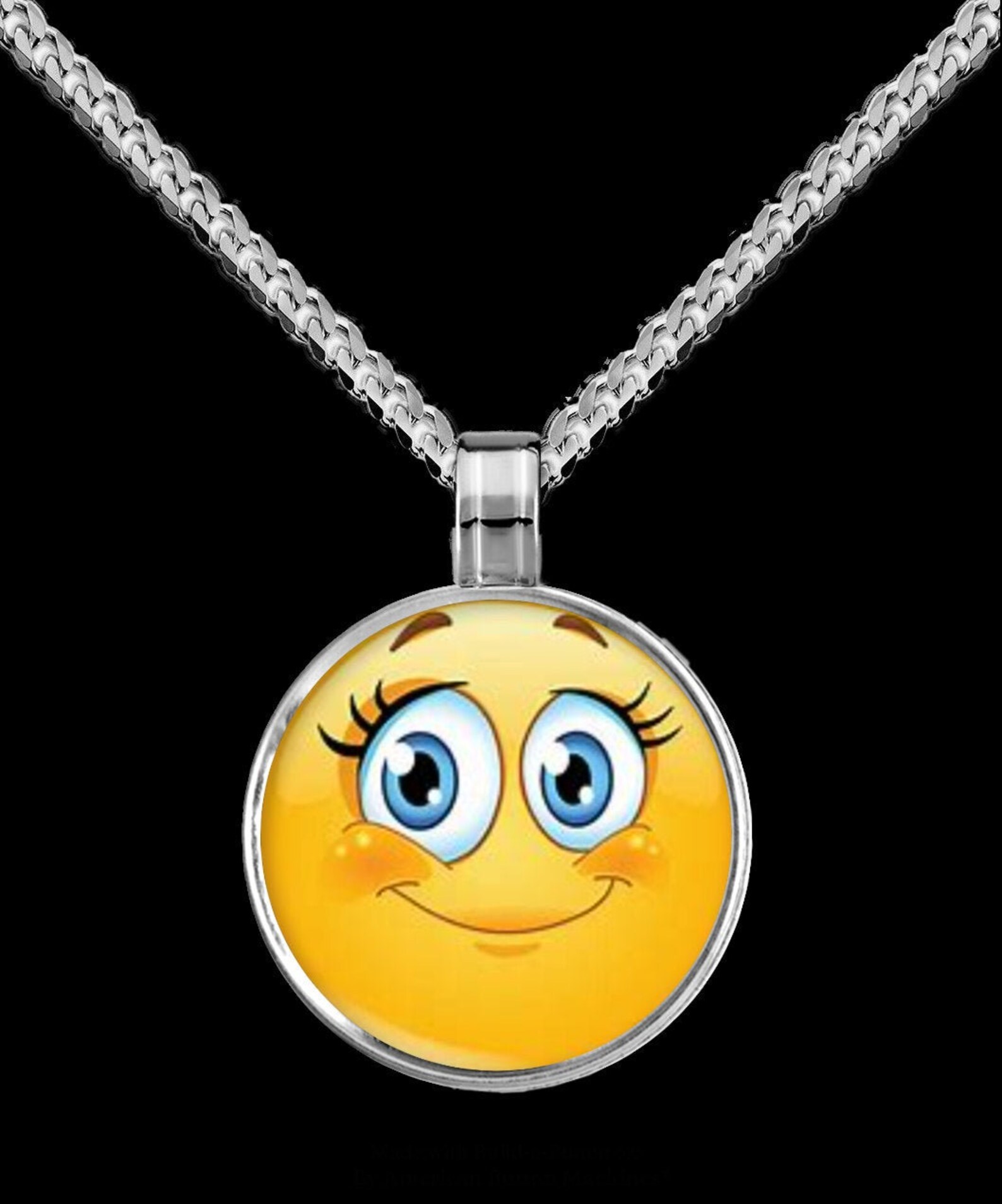 EMOJI PENDANTS w/ silver necklace or BUTTONS Gifts Friend Etsy