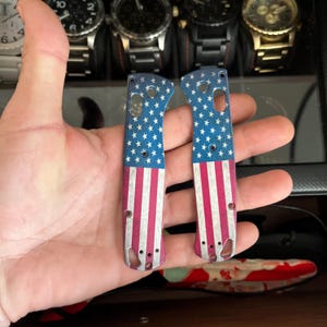 Knife Scales For Benchmade Bugout Replacement Scale Set - TITANIUM USA PATRIOT Edition (Full Sized Bugout) Benchmade Bugout 535 Benchmade