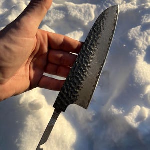 Damastmesser Rohling • Halb fertig • Messerherstellung / Spezialanfertigung • 67 Schichten / Santoku-Stil