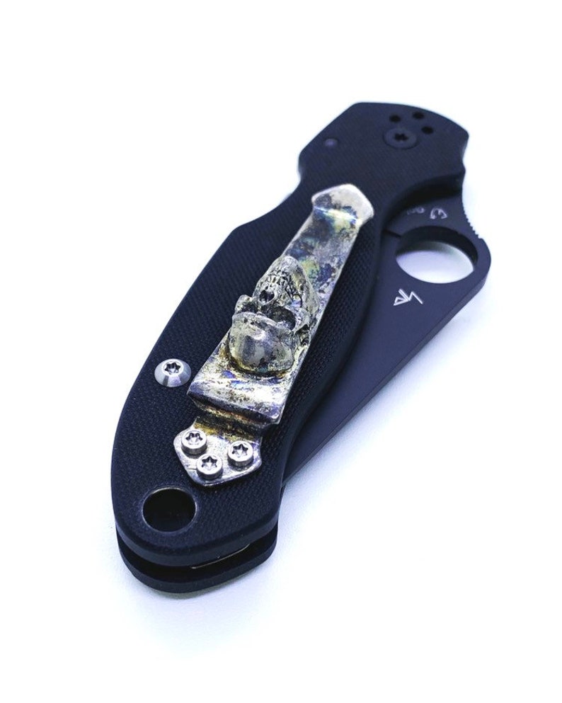 Spyderco Paramilitary 2 Pocket Clip \u2022 BAD BRASSS OXIDE Edition \u2022 Solid White Brass \u2022 Each Clip Is Handmade
